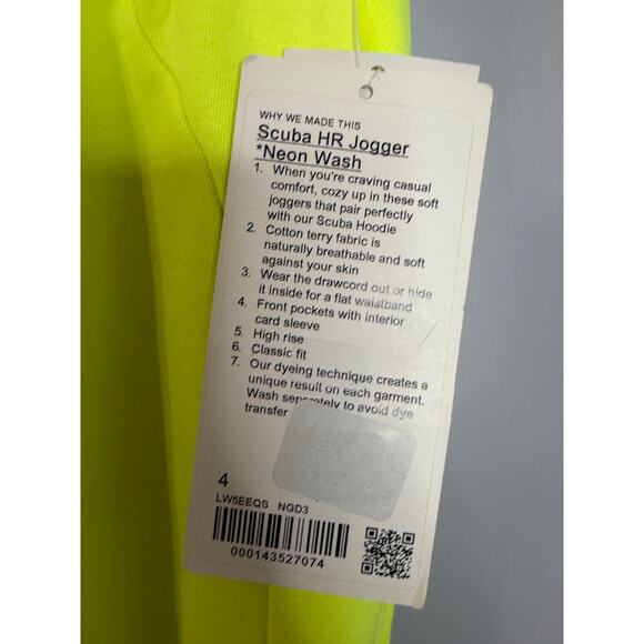Lululemon Scuba High-Rise French Terry Jogger Neon Highlight Yellow Womens 4 New - Picture 7 of 11